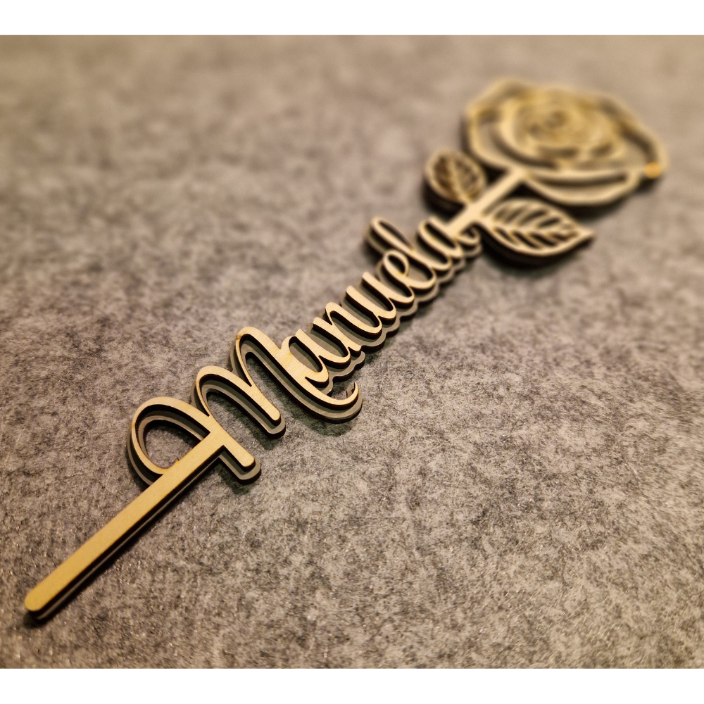 🌹 Personalisierte Holzrose mit Wunschname 🌹