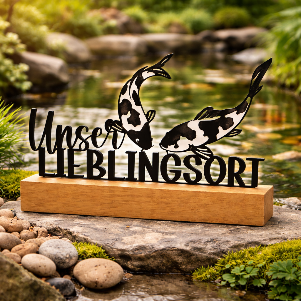 Unser Lieblingsort – Koi Aufsteller mit Herz