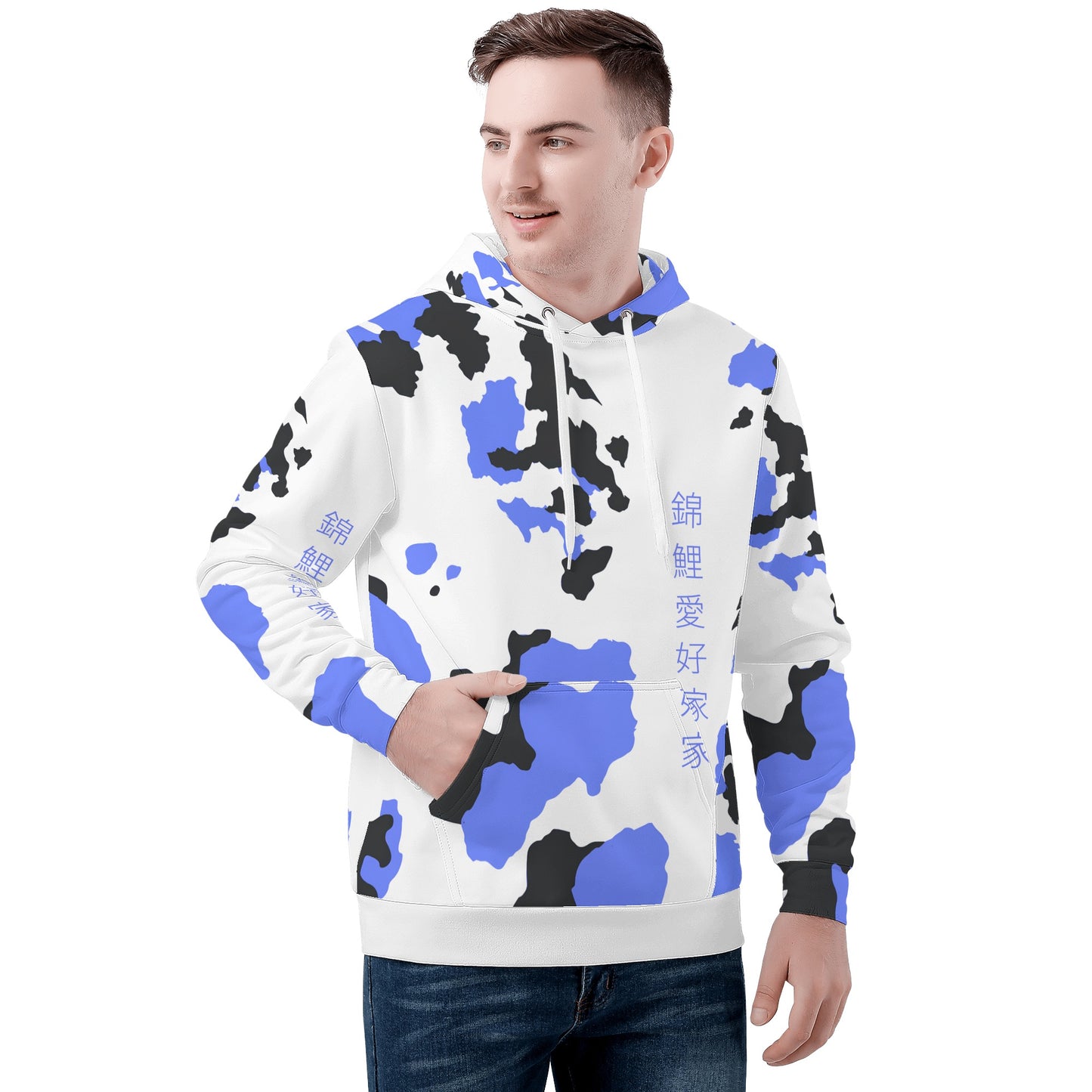 Mens All Over Print Basic Hoodie- Showa Design blau