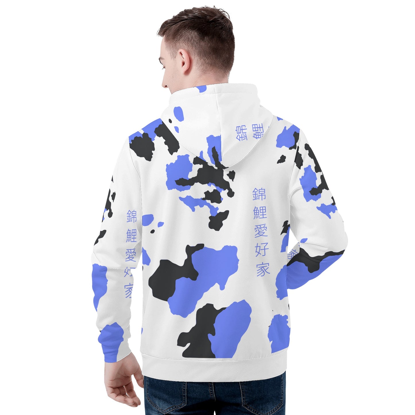 Mens All Over Print Basic Hoodie- Showa Design blau