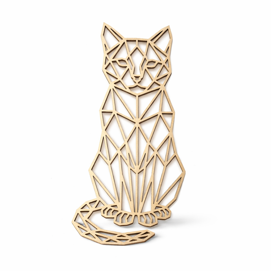 🐾 Geometrische Katzenliebe aus Holz – stylischer Wandaufhänger für echte Katzenfans