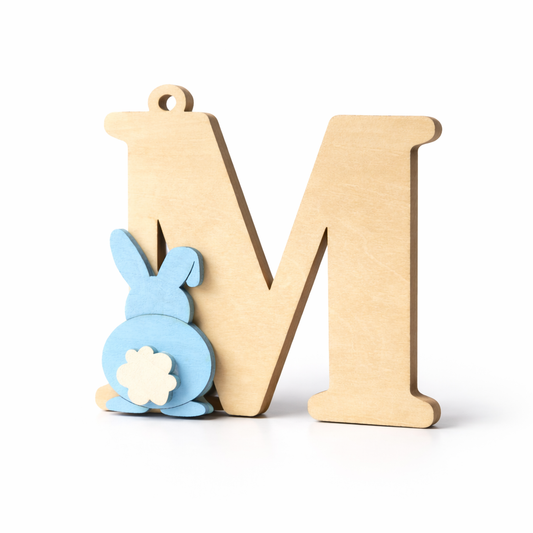 🐰🌸 Holzbuchstabe mit 3D-Hase – süße Osterdeko zum Aufhängen