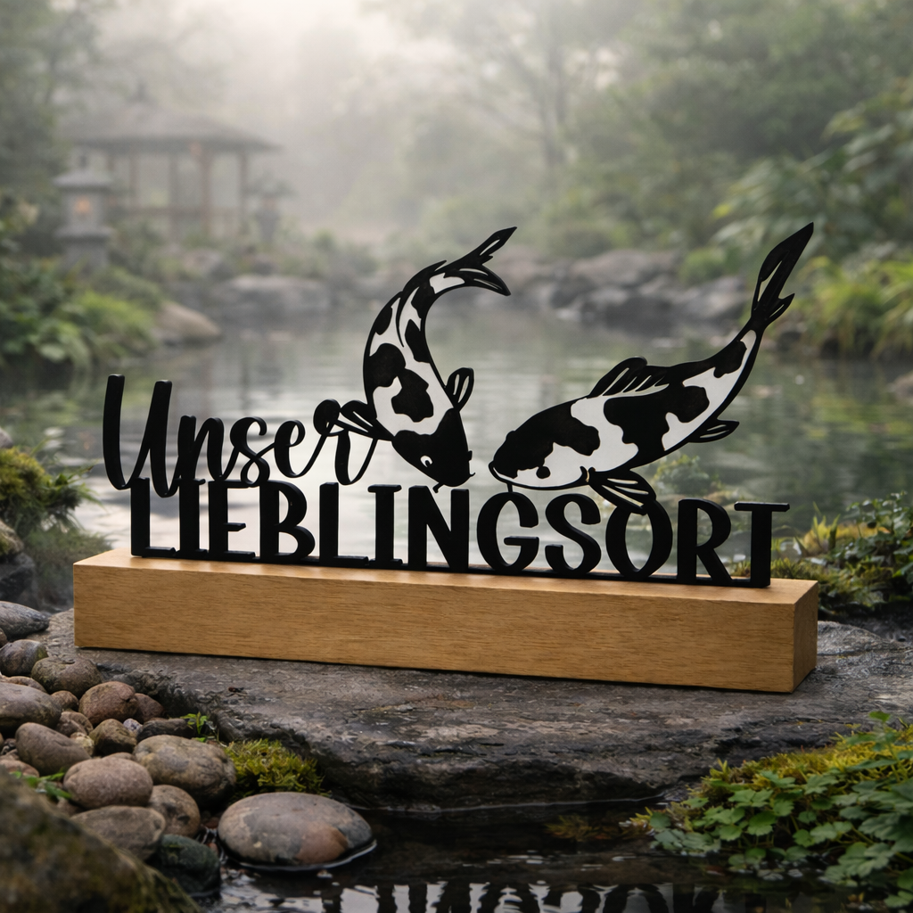 Unser Lieblingsort – Koi Aufsteller mit Herz