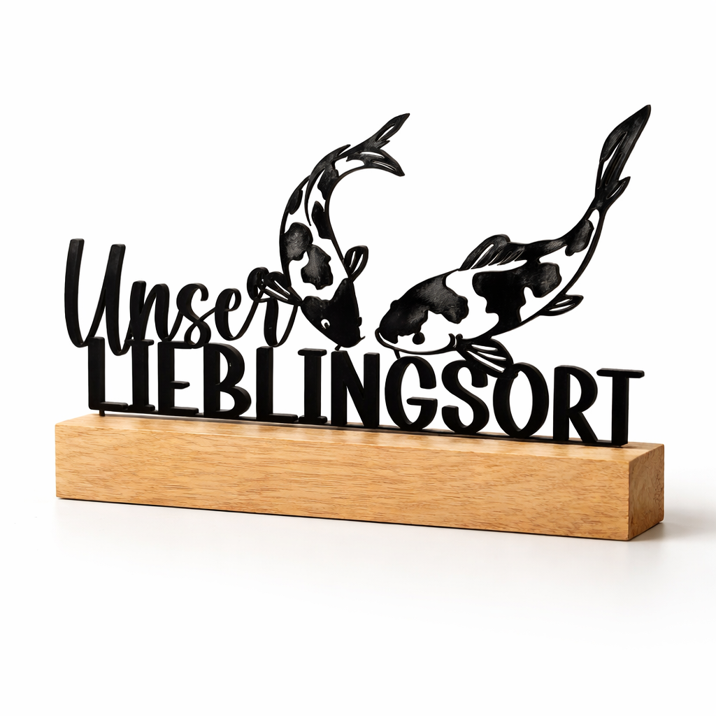 Unser Lieblingsort – Koi Aufsteller mit Herz
